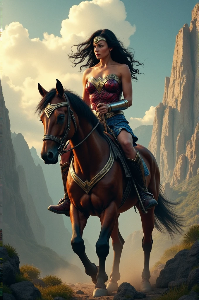 Matt damon riding wonder woman gal gadot's back like a horse.