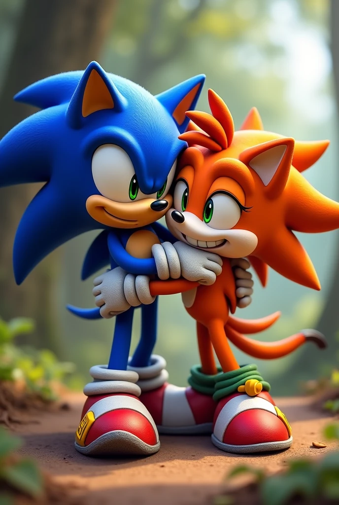 generarme a ratchet, Sonic and Crash hugging each other
