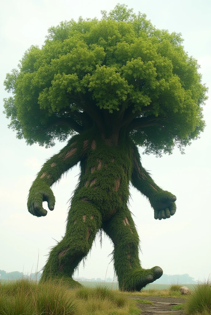 A living tree, human-like in shape, large in size, able to walk.