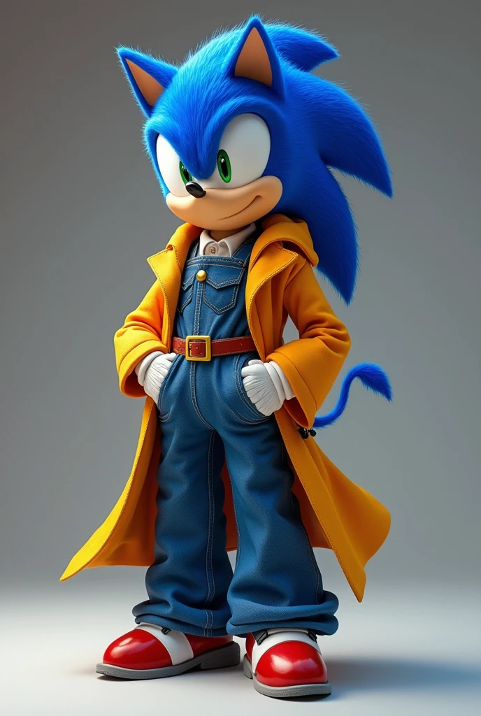 generate me to sonic with a wide pants and a wide coat
