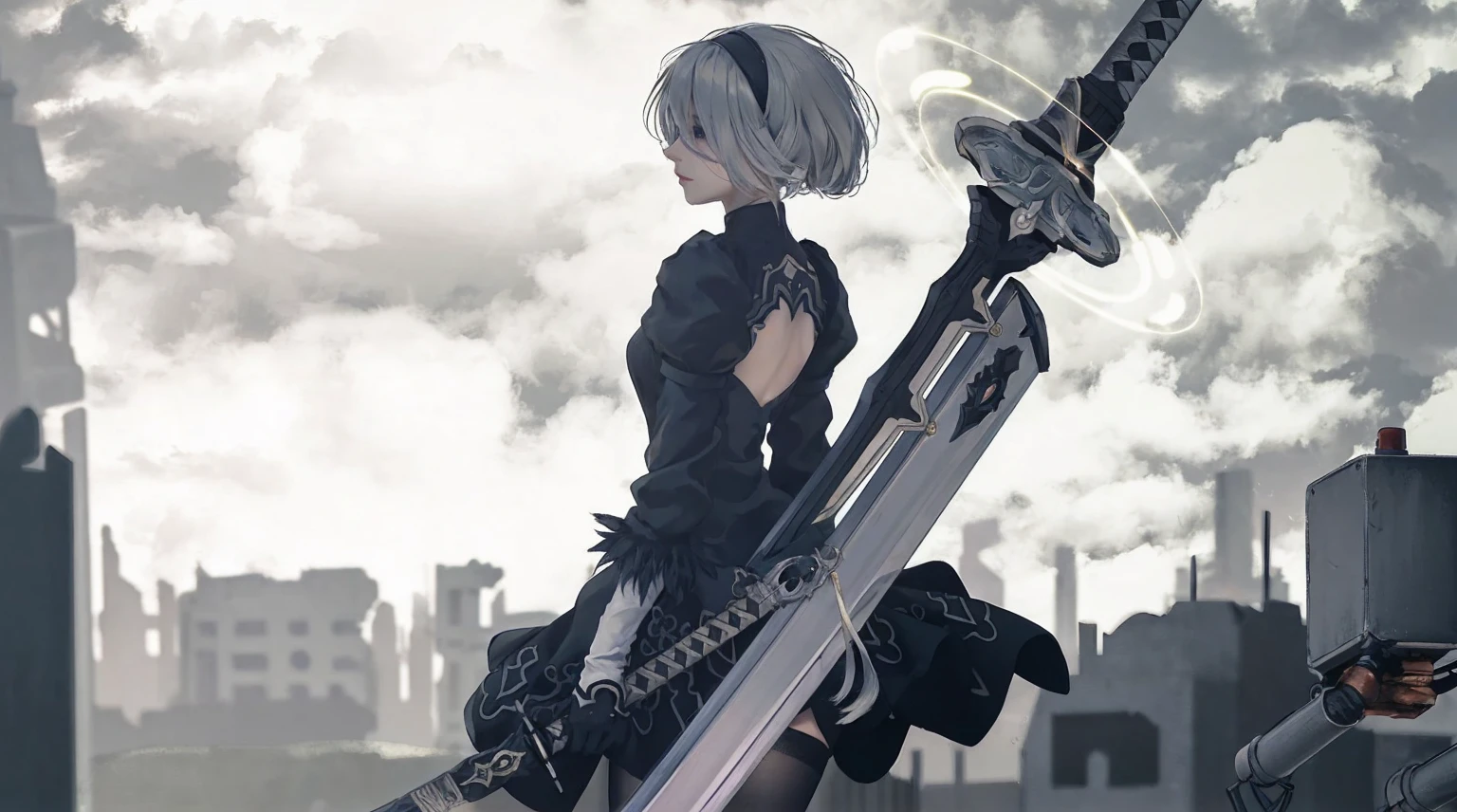 a close up of a girl,2b, yorha 2b nier automata, 4 k detail fantasy, a beautiful fantasy empress, game cg, xianxia fantasy, 2. 5 d cgi anime fantasy artwork, cinematic goddess close shot, ruan jia and artgerm, wow 4 k detail fantasy, hyperdetailed fantasy character, smile, big breasts, Blue eyes,
