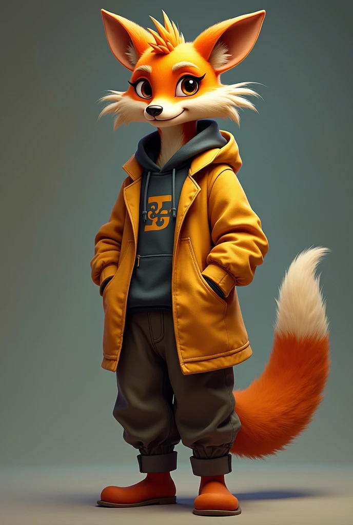 Generate me Tawna Bandicoot from the other dimension with baggy pants and a baggy coat