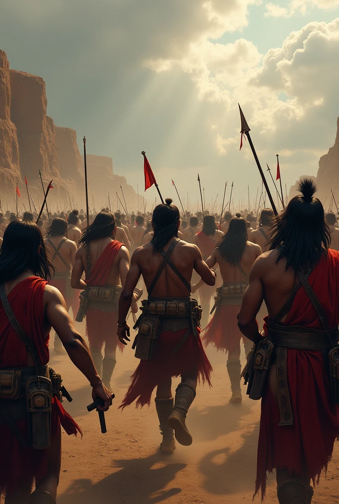 I want to see an Indian with a short sword, a long sword and a bow and war marks Now I want to see hundreds of them Now I want to see these Indians approaching to fight against the Spanish I want to see that they are winning the war