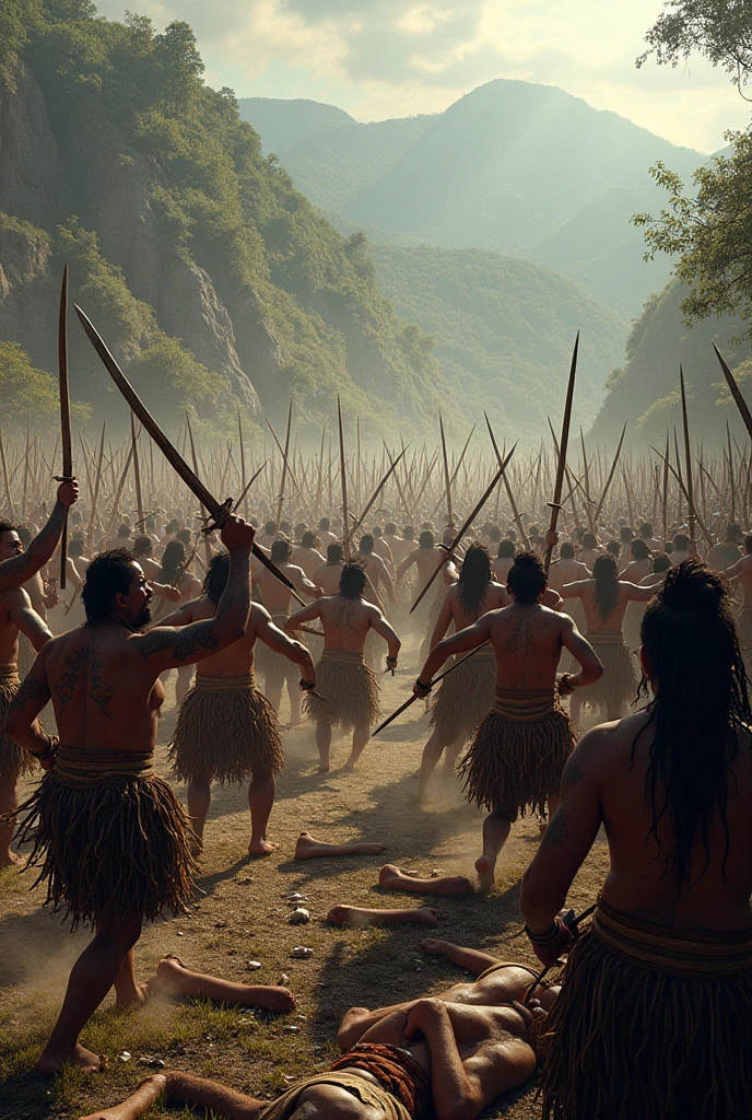 I want to see an indigenous man with a short sword, a long sword and a bow and war marks Now I want to see hundreds of them Now I want to see these indigenous men approaching to fight against the Spanish I want to see that they are winning the war even though it cost them many fallen brothers 