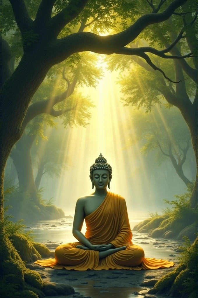 Buddha sitting under a tree