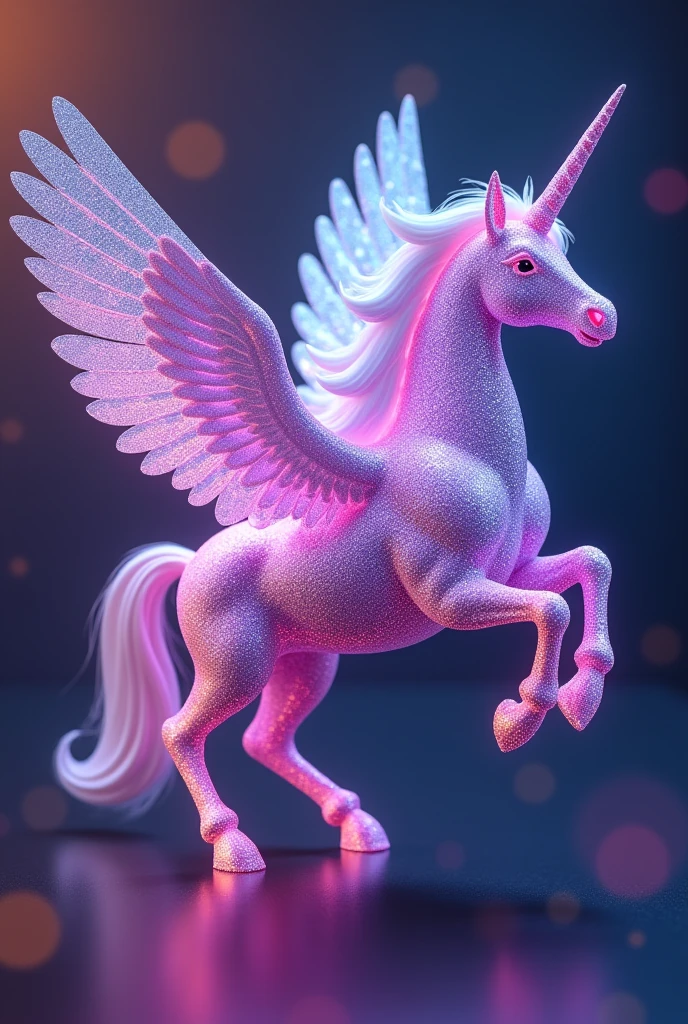 Purple Shiny prism glitter Pegasus with open wings