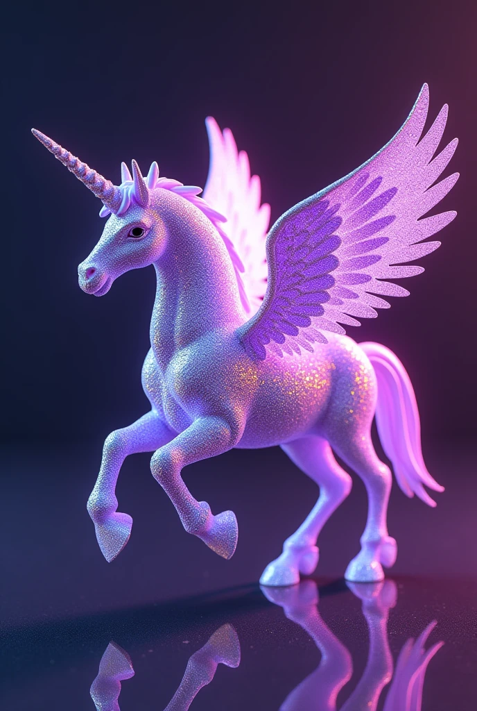 Purple Shiny prism glitter Pegasus with open wings