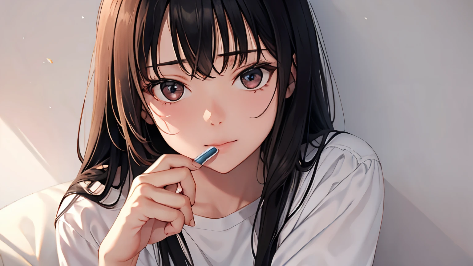 girl with、Pedras preciosas、No background、without background、Background through、kirakira、doress、ren、A dark-haired、The long-haired、Touching your hair