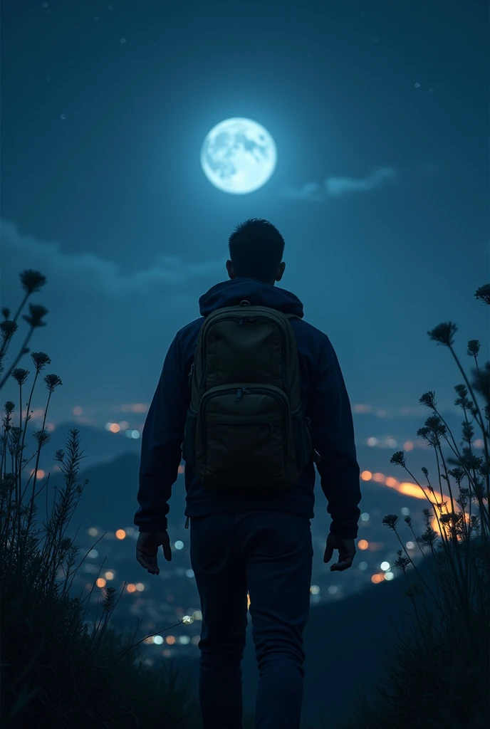 ((best qualtiy)), ((tmasterpiece)), (A detailed:1.4),Enhanced dynamic perspective,Behind,nighttime scene,starrysky,(darkly:1.4),((Business Professionals,Lag behind in every conceivable way,Sparkling in the moonlight,The starry sky flowed in front of him)),Secrets emerge in the dark,(Adventurer Backpack),(weeds),florals,(((adventurer clothes))),glow effect,super-fine,Works of masters,high quarity,8K resolution,depth of fields,Movie Lighting,epic shooting,high quarity,super-fine,precise,Cinematic lighting