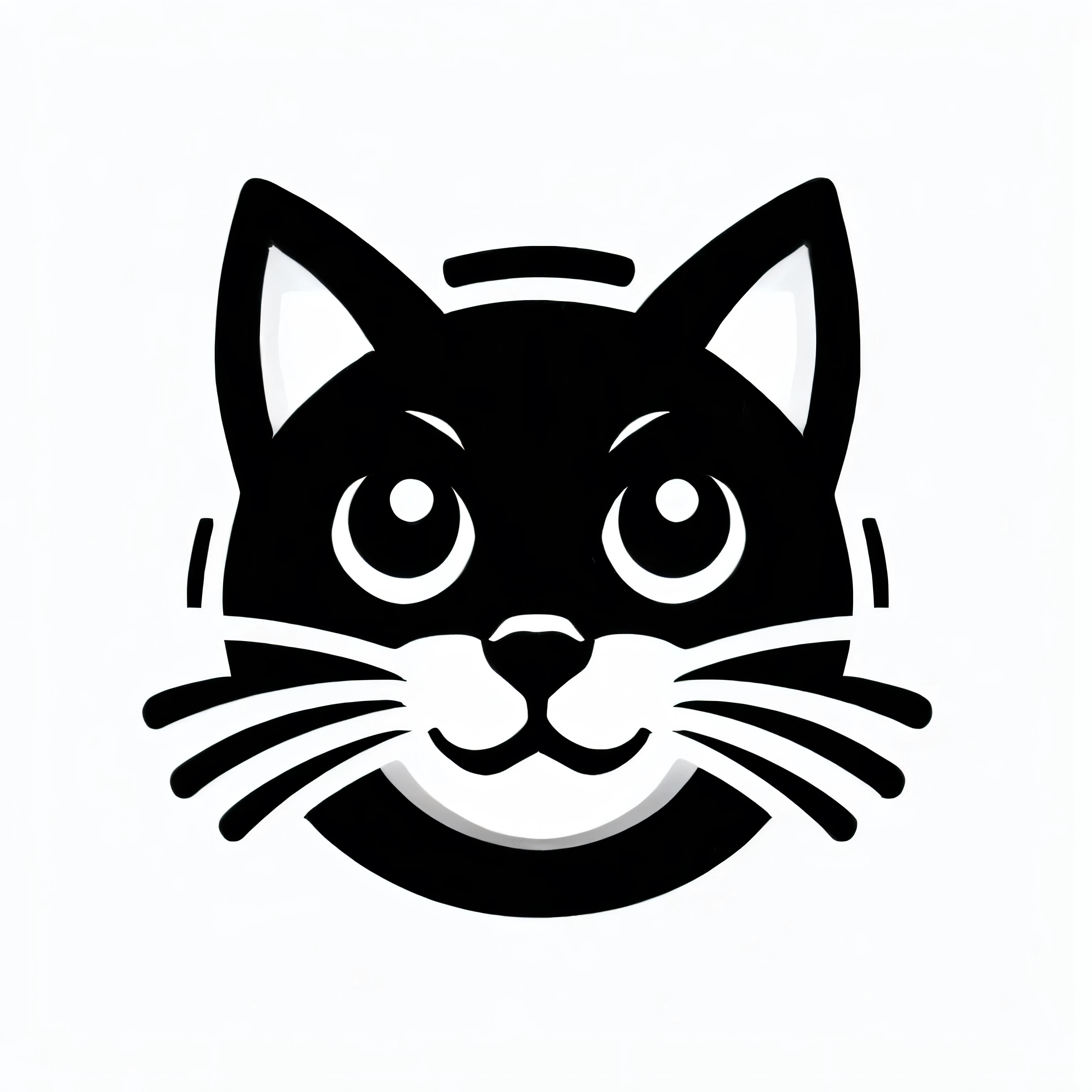 Close up of a black cat's face on a white background, Cat Design, Cat themed logo, How much is it, Beard, Cat Head, Beard hq, Cat illustration, Vector SVG Art, Cat Farm Clinic logo, svg vector art, the cat is smiling, The cat is laughing, Black and white vector art, Smiling Cat