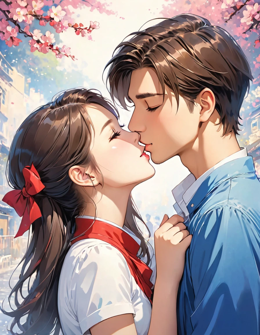 1boy, 1girl, imminent kiss,