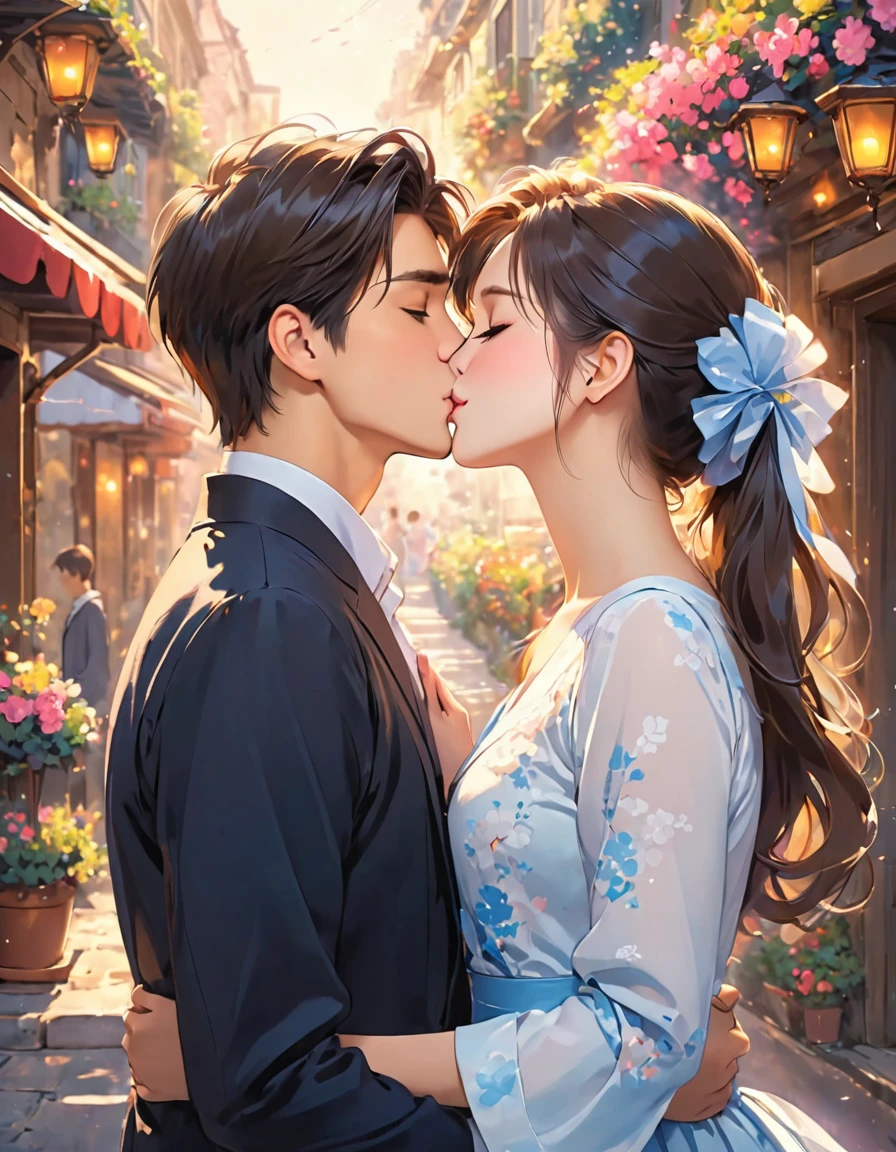   1boy, 1girl, imminent kiss,