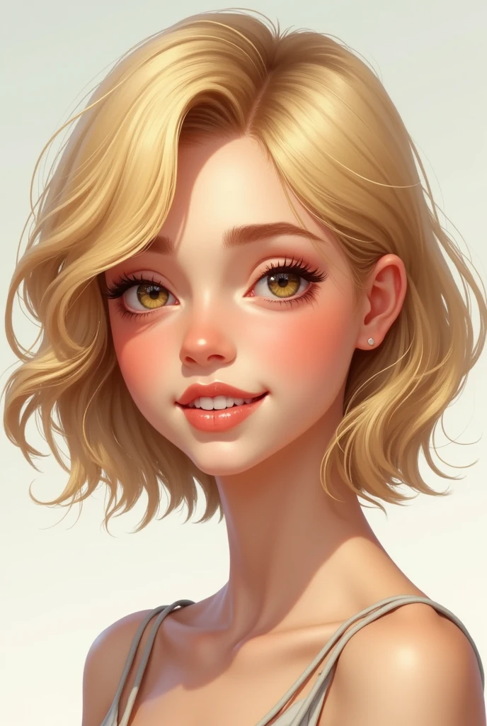 Create a 17 year old female with short blonde hair