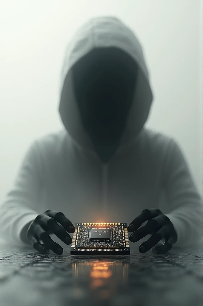 Human shadow eating electronic chip 
