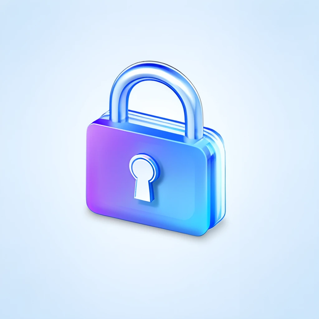 Lock icon|it's not, lots of details, Render Octane, transparent glass texture, frosted glass, transparent technology impression, desain industri, white background, studio lighting, sunlight, flat, minimal, pseudo object, axial symmetry, blender, C4D, Best quality, 4K