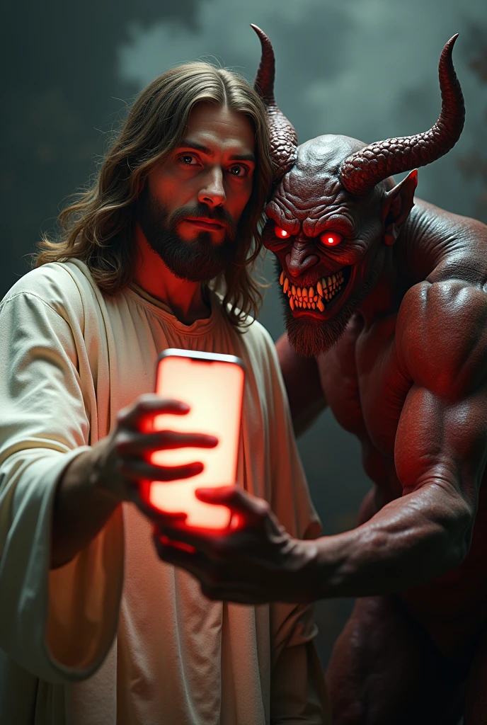 Juses taking selfie with demon