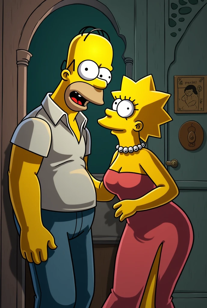 score_9, score_8_up, score_7_up, ((high quality:1.2)), 8k, extremely detailed, ((High detail:1.2)), Lisa Simpson_\(The simpsons\), a girl with 18 years old, (busty), ((deepthroat in her brother)), BREAK,