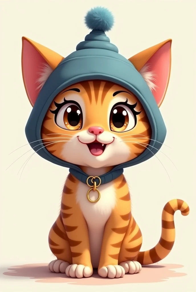 Cat cartoon wearing face cap 