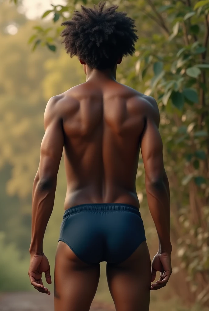Naked man, in forest, whole body, full body