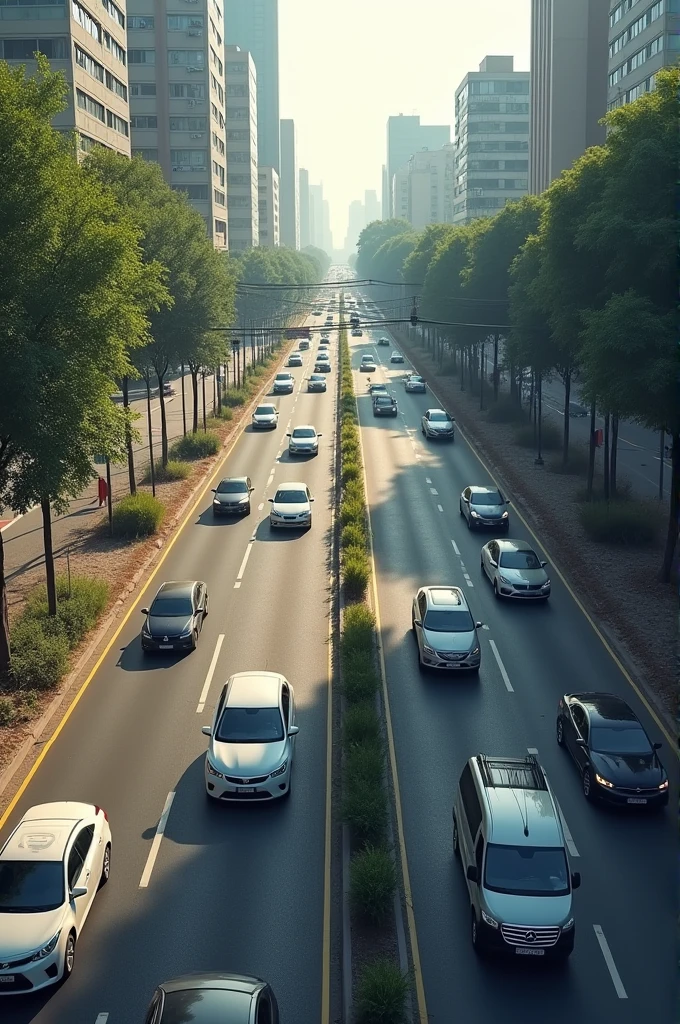 It is divided into 2 sides. The left side has no cars, which is very difficult to use. The right side has cars, which is more convenient and enjoyable.