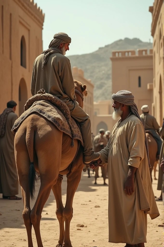 generate 10 images of old arabia where old arab people are on camels and buildings are way old and a man in one photo is trying to teach something and all images should not be subjected to copyright on youtube