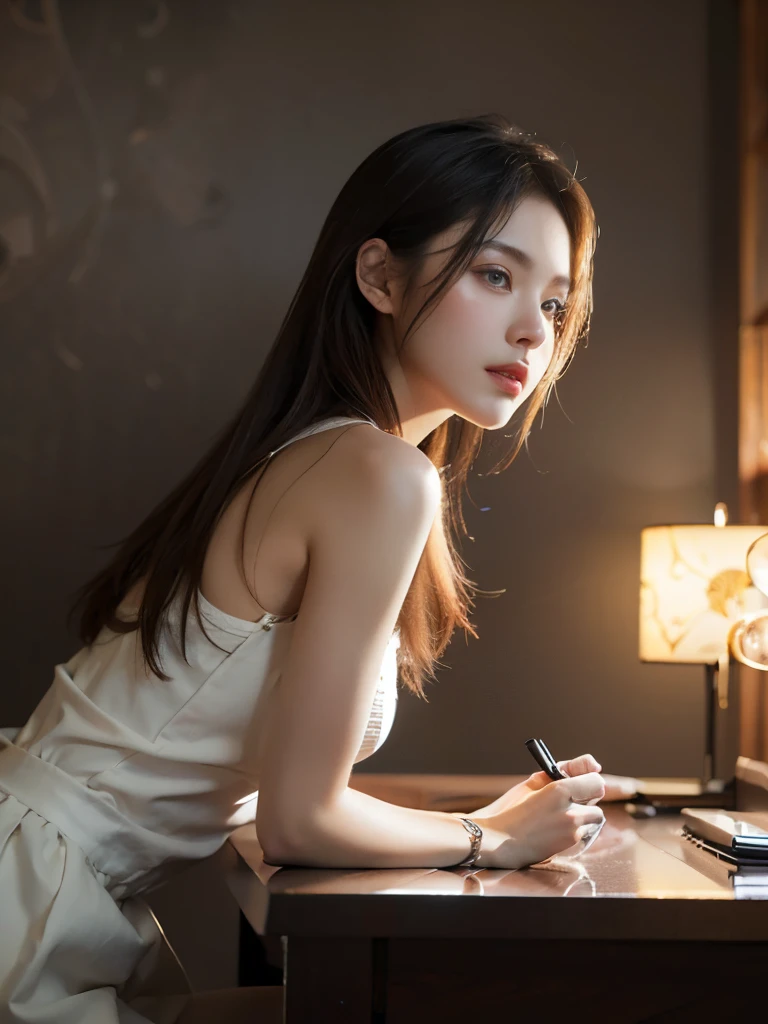 ((((best quality))))、(((Ultra-precision CG16K wallpaper)))、(((masterpiece)))、(((very detailed)))、(((super extreme detail)))、1people'girls、mature woman、24-year-old female、((japanese face))、((very beautiful face))、((My Shiraishi:1.5))、((semi long straight hair:1.3、blunt bangs))、(shiny brown hair)、beautiful and delicate eyes、brown eyes、raised an eyebrow、high nose、small nostrils、small mouth、seductive lips、beautiful breasts、((C cup size breasts))、split、plump body、(chubby body type)、perfect proportions、complete anatomy、perfect composition、Beautiful detail shading、beautiful natural light、Light with beautiful details、Depth of recorded boundary、(((high saturation)))、(((really:1.9)))、((vivid:1.5))、((edge:1.6))、((beautiful skin))、((skin texture))、((reallyな皮膚感))、(((cowboy shot、femur:1.5)))、((overhead view:1.8))、((Open mouth and surprised face:1.4))、(eyes looking at me:1.5)、day bedroom、bright sunshine、natural light、(((Lie down on your back in bed:1.6)))、(Supine posture:1.5)、(((open front shirt_white clothes、panties_white clothes:1.6)))、((earring、wearing a necklace:1.3))、