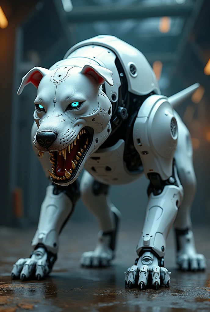 Create a Ferocious White Robot Pitbull 