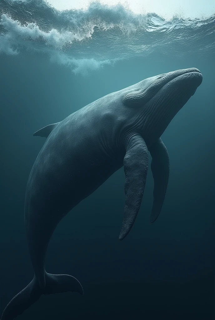 Realistic slightly rough sea　whale