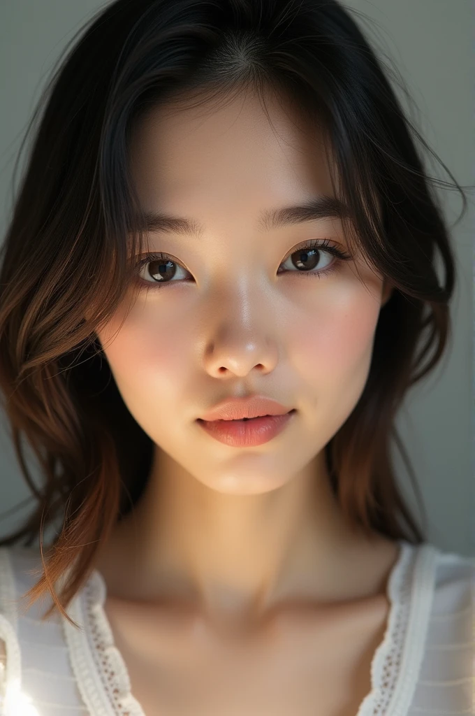 A realistic Filipino with japanese features taking a selfie
