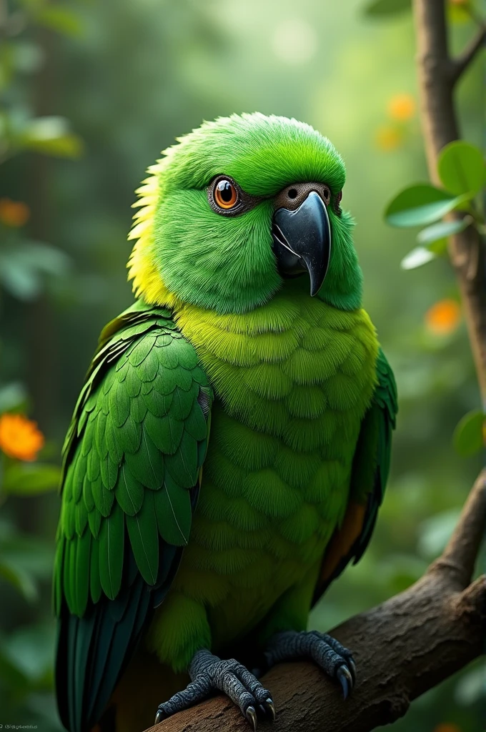 Generate super realistic HD Indian parrot green 