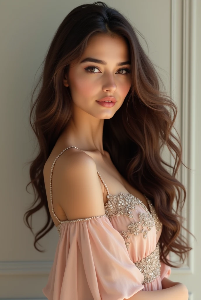 Pakistani beautiful girl with brown color hair white color skin nice dress