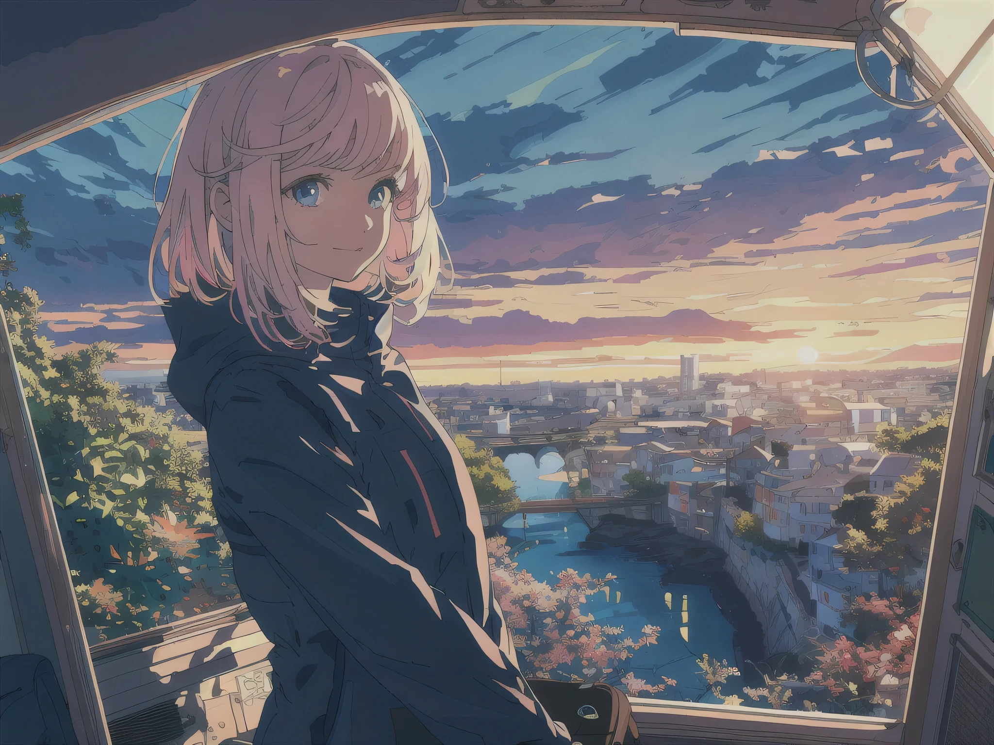 Stable Diffusion prompt: anime female girl traveler,illustration or 3D rendering,adventurous spirit,cute detailed eyes and face,vibrant colors,soft lighting,best quality,HD,content smile,journey,suitcase,pink hair,bow,exploring,beautiful detailed lips,stylish clothes,wandering in a scenic landscape,dark background, fantasy elements,,expressive pose,close up picture of the face, focus on face, sunset palette,peaceful atmosphere,natural beauty,mystical charm,sparkling eyes,travel diary,open road,positive energy,curious gaze,lively personality,excitement,inspiring textures,sunlit path,magical moments,blissful enjoyment,dreamlike aura.
(Please do not include the "Stable Diffusion prompt:" part when using the prompt)
