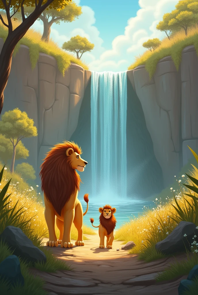 Title: The Roaring Brotherhood
Once upon a time in the vast savannah of Zamboor, there lived two lion brothers named Leo and Lenny. Leo was the elder, strong and majestic, with a thick golden mane that flowed like the sun’s rays. Lenny, the younger brother, was smaller, fluffier, and had a mischievous twinkle in his deep brown eyes. Though they were different in size and strength, they shared an unbreakable bond and an adventurous spirit that made their days in the savannah unforgettable.
One sunny morning, as golden rays spilled across the savannah, Leo and Lenny were lounging under the shade of a baobab tree, dreaming of their next adventure.
“I heard there’s a hidden waterfall at the edge of the Great Valley,” Leo announced, his voice resonating like distant thunder. “They say it sparkles like diamonds in the sunlight!”
Lenny’s eyes lit up. “Let’s go find it! Imagine all the fun we could have splashing in the water!”
Without missing a beat, the brothers set off, their hearts racing with excitement. They climbed over rocky hills, dashed through tall grass, and even made friends with a curious gazelle named Gina who offered them directions.
As they approached the Great Valley, the sounds of rushing water grew louder, filling their ears with delightful anticipation. “We’re almost there!” Lenny shouted, bounding ahead.
Suddenly, Leo stopped dead in his tracks. “Wait, Lenny!” he cautioned. “We need to be careful. There are rumors of a fearsome crocodile lurking near the waterfall.”
“But I want to see it!” Lenny insisted, his excitement bubbling over, making him forget the caution instilled in him by his brother.
“Let’s think this through. How about we sneak around and take a look first?” Leo suggested, using his experience as the older brother to guide Lenny.
They stealthily approached the waterfall, hiding behind large rocks. When they got their first glimpse, their mouths dropped open in awe. The waterfall cascaded down the rocks, showering a pristine pool