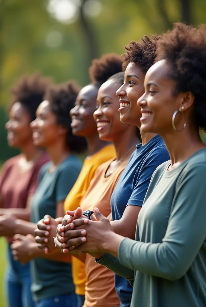 Happy multi-ethnic team people holding hands standing in row