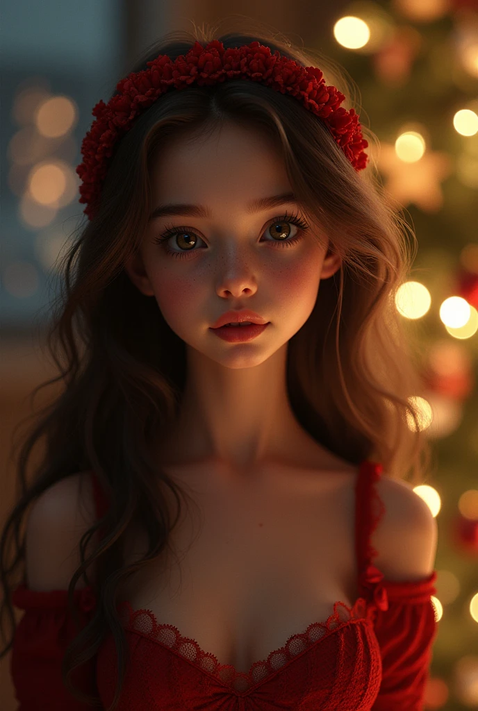 ((Christmas,night)),((nipples,nude,nsfw)),fashion model,ultra-detailed, highres, extremely detailed,beautiful detailed girl, extremely detailed eyes and face, beautiful detailed eyes,light on face,1girl, (full body,full-body shot),doll like,cute,long hair,happy,((8 year old girl)),slim