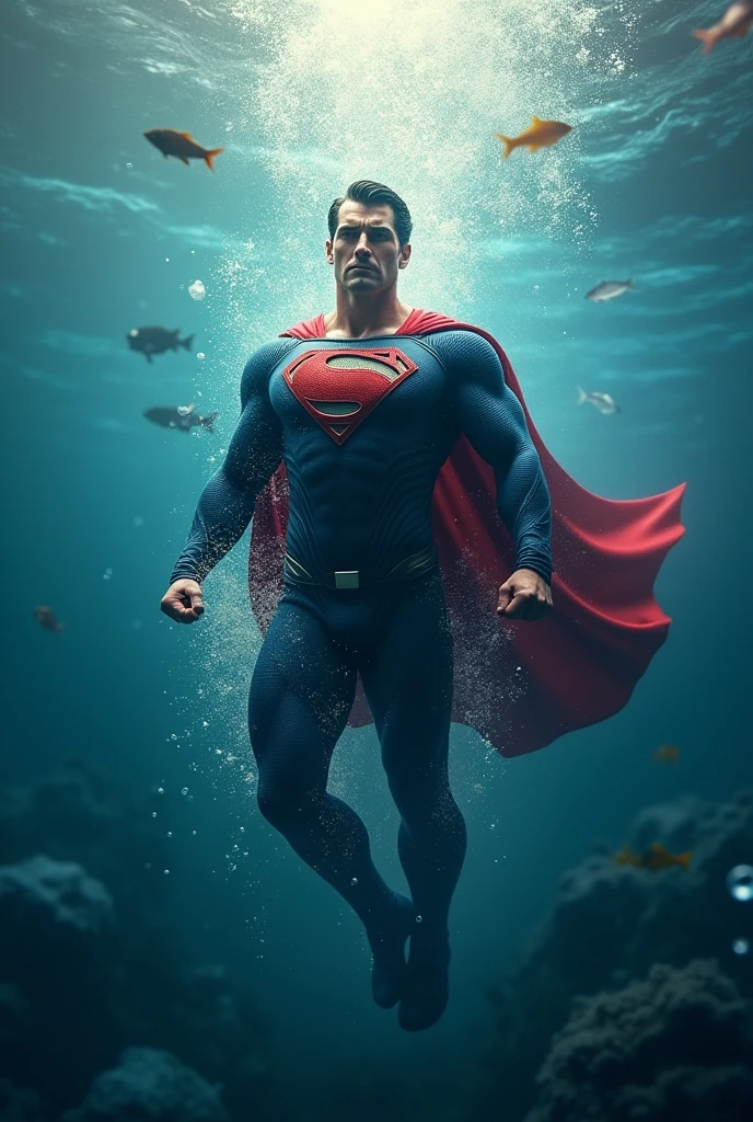 Create image of superman under water