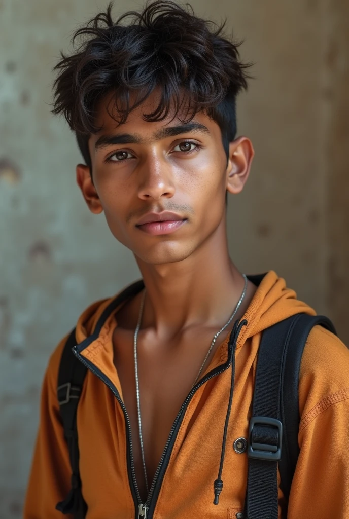 realistic, 4k, Moroccan boy, teenager, tall, muscular, tanned, with a faded hairstyle and a tackle, quality more humain, short hair cuenta