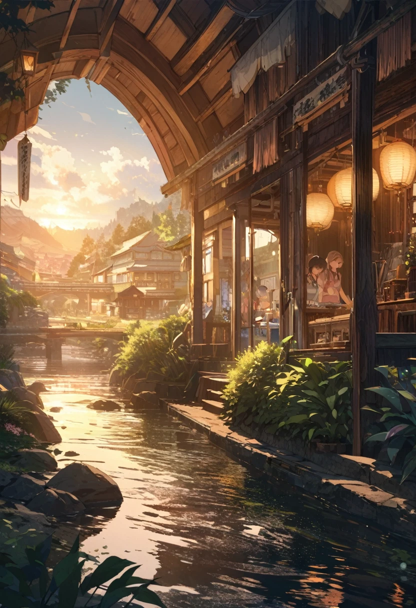 Masterpiece,highest quality,super definition,high definition background,8K,hi-res,high quality,BREAK,Japanese cartoon style,sketch,watercolor. High quality masterpiece, landscape, anime, japanese town, traditional town, bright stars, BREAK romantic old town, null, concept art, roffi art style, reflection. by Makoto Shinkai, roffi art, beautiful anime landscape, BREAK anime landscape, detailed landscape, Makoto Shinkai style, Makoto Shinkai style, enhanced details, BREAK,detailed,realistic,4K high definition digital art, octane rendering,bioluminescence,BREAK 8K resolution,concept art,realism,by Mappa Studios,masterpiece,top quality,official art,illustration,ligne claire ,(cool_Farbe), perfect composition,absurd,fantasy,concentration,rule of thirds,high detail,animation,animation style,shine,film lighting,rays of the gods,shine,reflected light,approaching,lens flare,masterpiece,high detail,top quality,super detailed,high quality,. Animated background, Animated wallpaper, sunny, bright blue, dramatic lighting, wind chimes, plants, trees, grass, river road, hometown, hometown town, summer vacation, memories, summer memories, homecoming, countryside, country town, children playing, festival