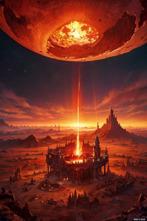 Highest quality、masterpiece、Desolate Earth、wreckage、Red Sky、Surrealism