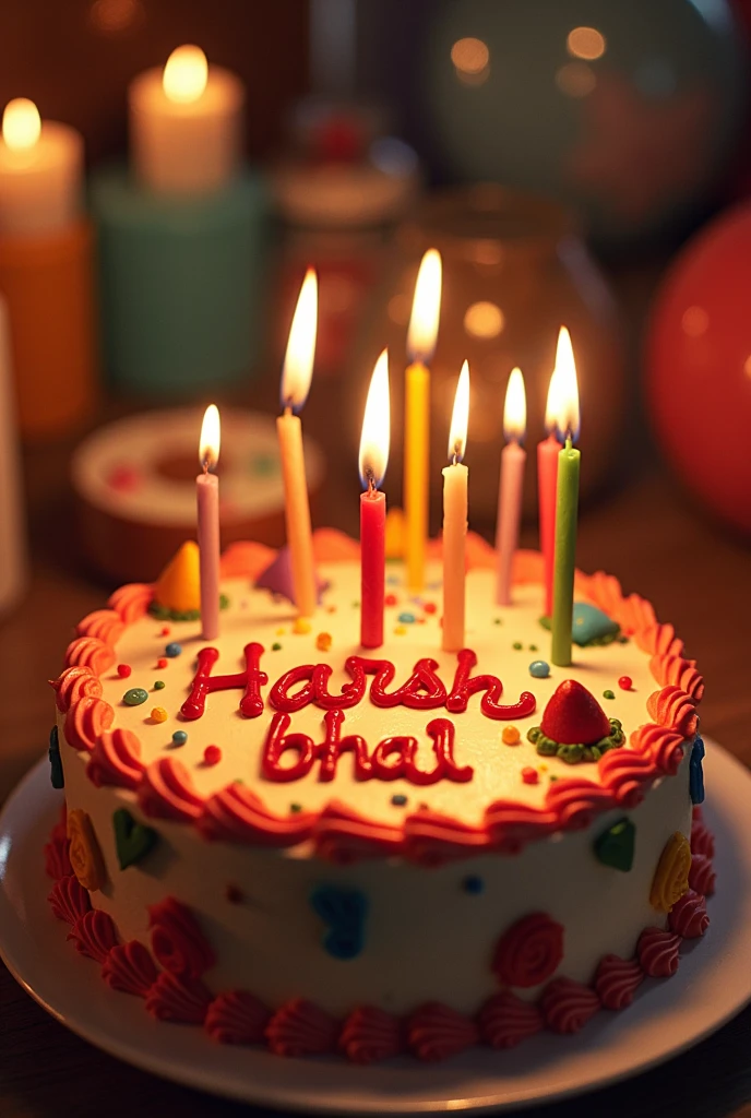 HAPPY birthday cak with name ((Harsh bhai))