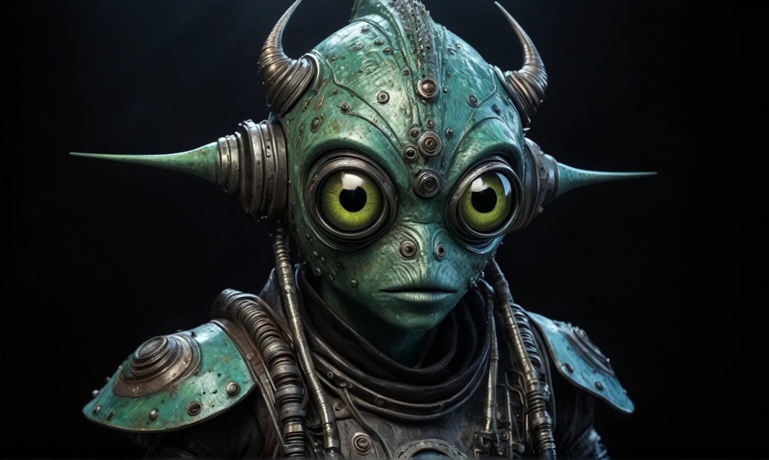 full body length shot,nerd graphite  Alien Entity,native africa slave ,azctec Finnish Lapland,Cinematic,soft colors, Technicolor,natural skin textures, hyper realism, hyper detailed,Extremely detailed,High contrast,Masterpiece,Realistic,Ultra Detailed, intricate details,realistic humid leather,extremely intricate details,Epic Realistic, cinematic style, irina yermolova,high contrast,hdr,extremely detailed, [deep night landscape],masterpiece, intricate details, eyes extremely detailed, high detailed eyes,8k resolution,retina, Nikon Z9,Korea,orc,Egypt, Pisces, transition between two art styles,full body length, Double contact, X-ray, Creative, vivid light, fantasy, Abstract, Surrealism, super detailed, high resolution,insanity national folk wear,skin  almost translucent, gothic elements,Mestichino,Light particles,chaos,starfish's leather,"(The best lighting, dark, dramatic), terror.),(fish eyes, A Modern flat toon Crazy whit a Big ONE a Only Eye Robot, USSR style, and helmet Style, tongs in hands, Tv head, pinhead, camouflage Green White Brown Rusty, Ambient in a meteorite crater super detailed, 
