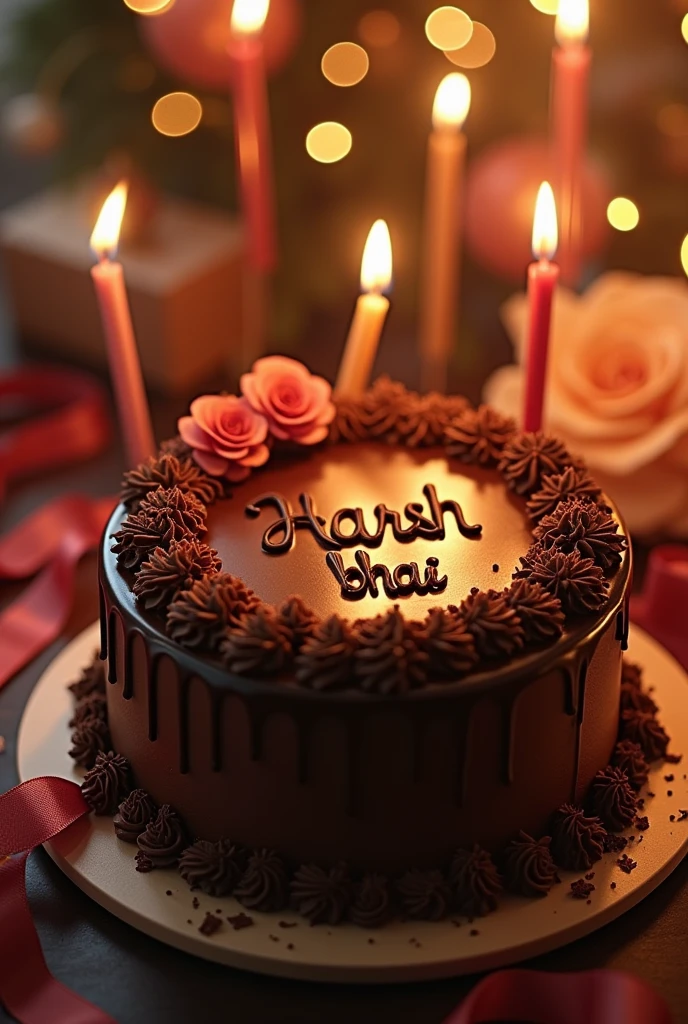 HAPPY birthday chocletcak with name ((Harsh bhai))