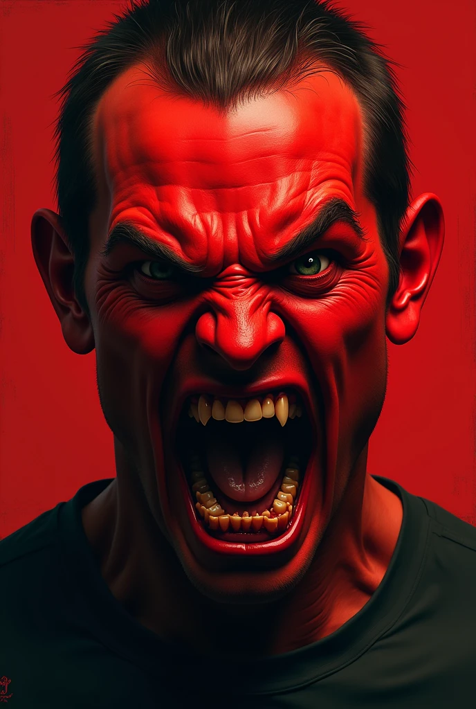 Picture of a person who is so angry that his face is red