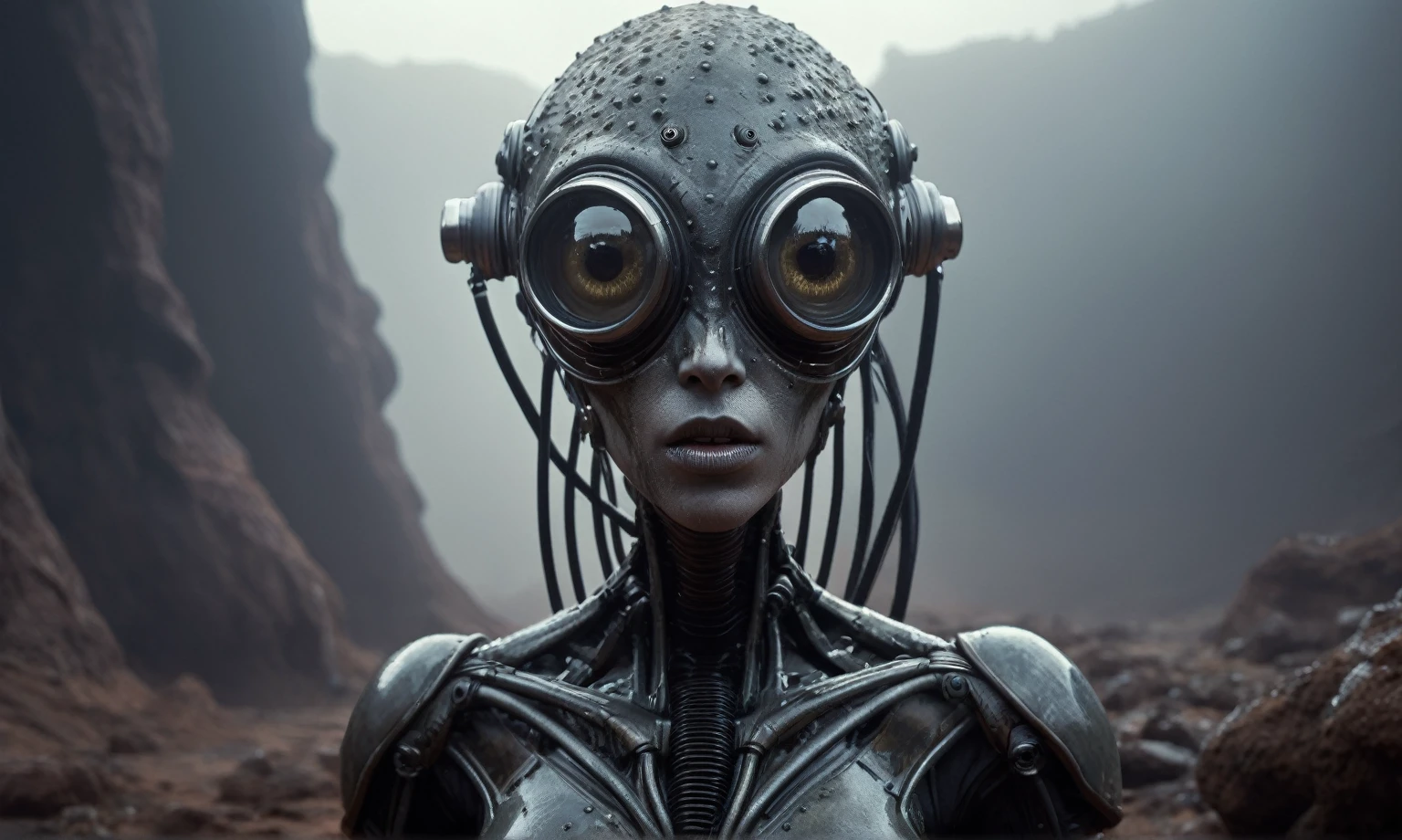 full body length,niobium native africa xenomorph's slaves,once pretty face,eyebrow up,full body shot,ominous landscape,niobium gray atmosphere,photo,photorealism,Masterpiece,hyper natural skin textures, hyper realism,hyper detailed,High contrast,Realism,Ultra Detailed,irina yermolova,close full body shot,32K resolution,Nikon Z9, ,demonic, fog, smoke, audience, mist, featuring ultra-realistic and hyper-realistic elements,
Marta Bevacqua, Ellen Jewett, Kawacy, Katsuya Terada, Carne Griffiths,concert lighting, bokeh, luminal space that feels
both bright and surreal. Includes liquid fluid elements for added depth and movement. Rendered in an unreal
engine and post-processed to achieve . Evokes a sense of dreamy, ethereal
and mystical mood,horror pixar movie still,thriller disney movie ,pixar render, animated,fish eyes, A Modern flat toon Crazy whit a Big ONE a Only Eye Robot USSR , and helmet Style, pinhead, camouflage Rusty, Ambient in a meteorite crater super detailed