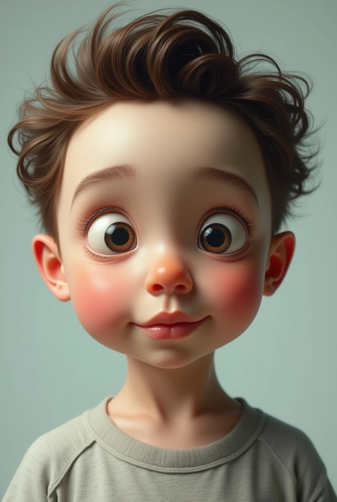 Hybrid cross of oval face and round face boy