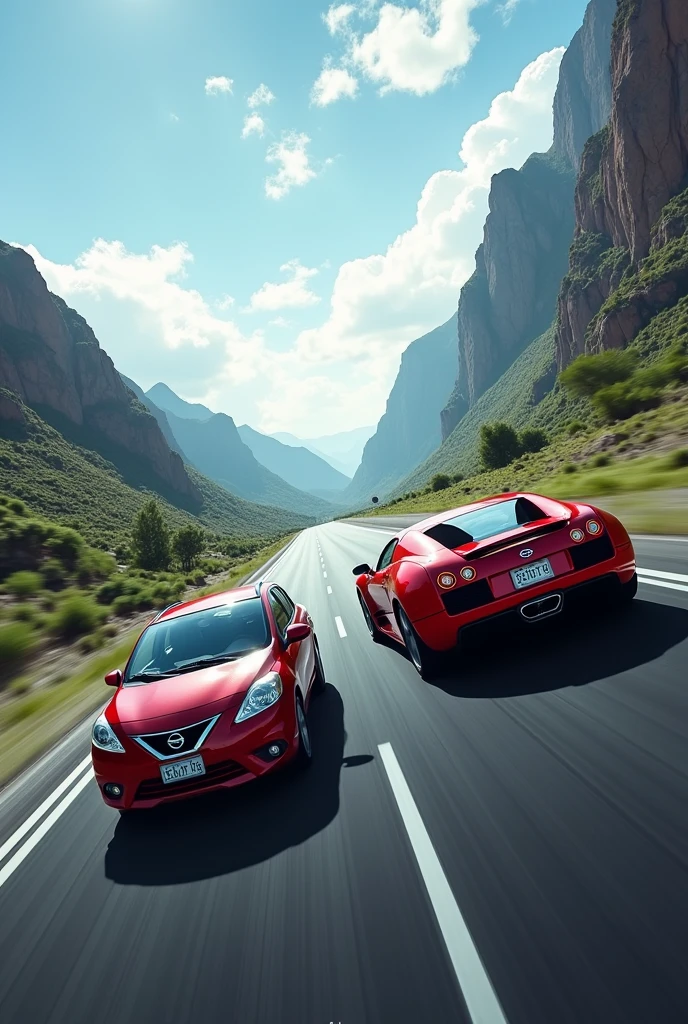 nisaan versa 2015 vs buggati varon drang race