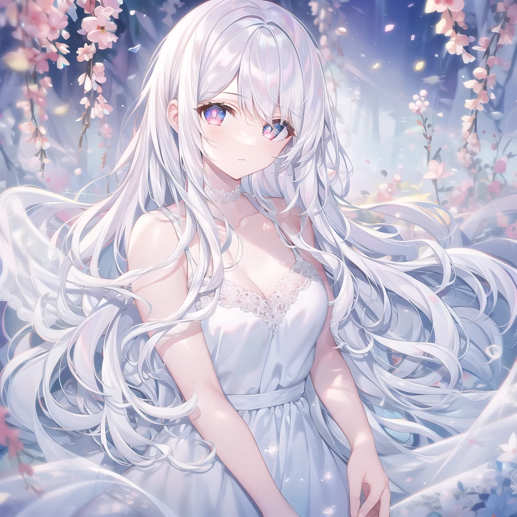 ((masterpiece, best quality))++, Detailed lighting+, Detailed hair+, Detail hand+ ,1 girl, Miss, Long hair, Crimson eyes, beautiful eyes, young white hair,,(Beautiful white hair:1.5),(Beautiful and delicate eyes), high resolution+,glass tint, Reflective eyes, {{angle}} , Very detailed wallpaper, The original, Air bangs,Extremely beautiful CG,Firefly,Nature,Wilderness