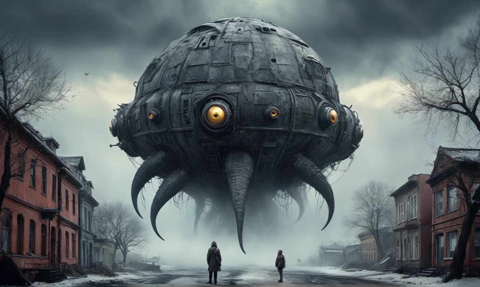 insane of USSR , and helmet Style, tongs in hands, pinhead, camouflage Rusty, Ambient in a meteorite ,graphite old witch after a psychiatric clinic,winter,intricate landscape,slate grey atmosphere,film grain,faded,snake's eyes extremely detailed,another world,ring of truth,French Braid with a Twist,view from height,once pretty face,eyebrow up,full body shot,ominous landscape, Simon Stalenhag,Nicola Samori,full body shot,beggar paladium The Alien Entity,Technicolor,natural skin textures, hyper realism, hyper detailed,Extremely detailed,High contrast,Masterpiece,Realistic,Ultra Detailed, intricate details,realistic humid leather,extremly intricate,Epic Realistic, cinematic style,irina yermolova,high contrast,hdr,extremely detailed, deep night landscape,masterpiece,intricate details,faded,eyes extremely detailed, high detailed eyes,8k resolution,RAW,retina, Nikon Z9,China,Guangxi Zhuang of China,tkt style,ears perfect, transition between two art styles, Ink painting to photorealism, Double contact, X-ray, Creative vivid light, masterpiece fantastic, Abstract, Surrealism, super detailed, high resolution, stop:35;(((creature with a spectral and ghostly appearance)). Her skin is pale, almost translucent,ancient rock,In a vibrant and mesmerizing artwork, a hot air soars through the layers of clouds, revealing a colossal and enigmatic cityscape nestled within. The buildings in this ethereal city are adorned with intricate details and exude an aura of mystery. Above the cityscape, lend an enchanting touch to the scene. steampunk. The intricate mechanics create a sense of wonder and fascination, as if stepping into a dreamlike realism