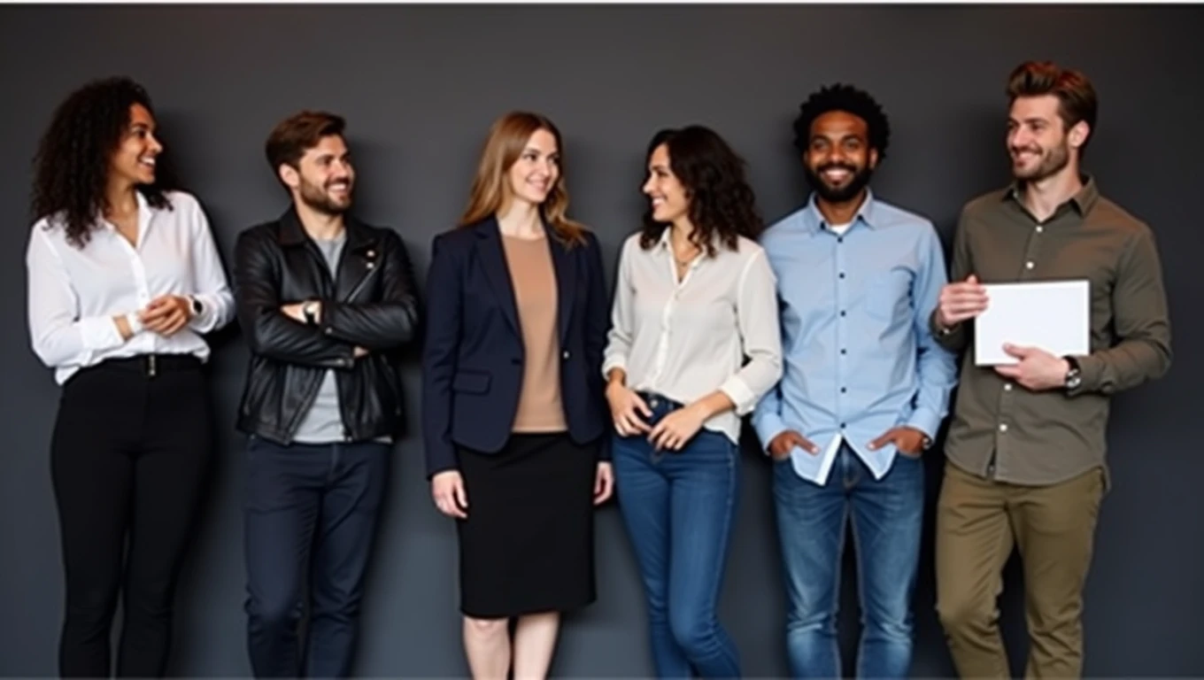 Group of successful happy diverse young and older business people.