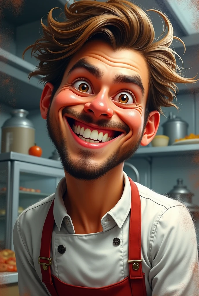 Beautiful and crazy smiling chef